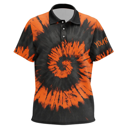 Black orange Halloween tie dye background Kids polo shirt custom team golf jersey for Kid NQS6420