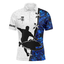 Load image into Gallery viewer, Mens disc golf polo shirt blue camouflage custom name disc golf team shirt, disc golf gifts NQS7311