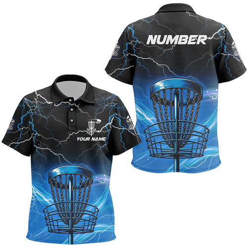 Blue light lightning thunder Disc golf basket Kid disc golf polos shirts custom Kid disc golf tops NQS7316