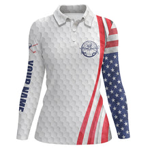 Load image into Gallery viewer, American flag white golf ball Women golf polo shirt custom patriotic womens golf shirts NQS6429