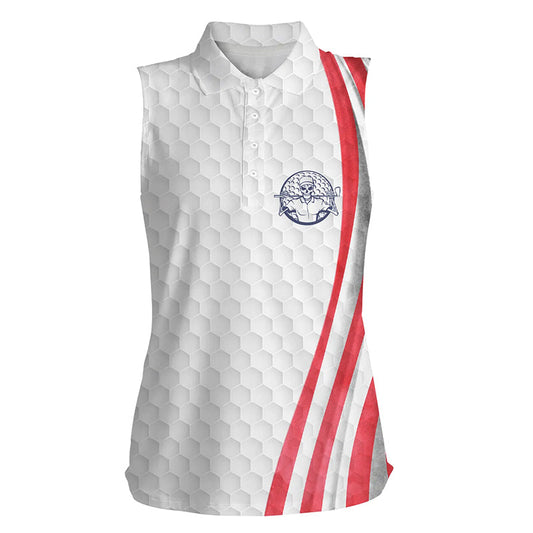 American flag white golf ball Womens sleeveless polo shirt patriotic womens golf shirts NQS6429