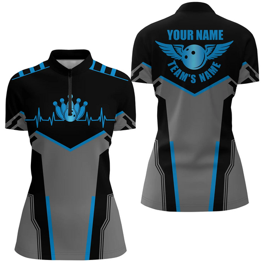 Custom bowling shirt for women – personalized team jersey front view