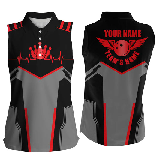 Custom sleeveless bowling shirt for women – personalized team jersey front view