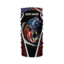 Load image into Gallery viewer, Largemouth Bass fishing American flag Custom UV protection performance long sleeve fishing shirts NQS7173