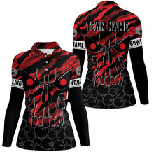 Load image into Gallery viewer, Personalized Skull Bowling polo Shirt for women Custom Team's Name Red camo Bowler Jerseys NQS7321