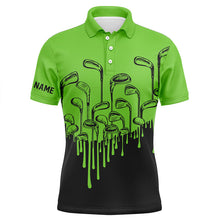 Load image into Gallery viewer, Green and black golf clubs Mens golf polo shirts custom name male golf attire for men NQS6430