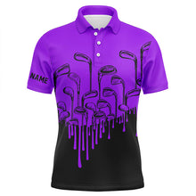 Load image into Gallery viewer, Purple and black Halloween golf clubs Mens golf polo shirts custom name male golf attire for men NQS6432