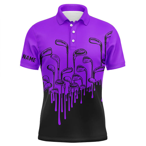 Purple and black Halloween golf clubs Mens golf polo shirts custom name male golf attire for men NQS6432