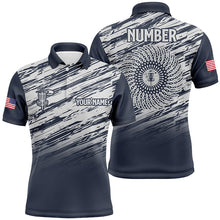 Load image into Gallery viewer, Mens disc golf polo shirt custom name, number camo disc golf jersey, mens disc golf apparel | Blue NQS6436