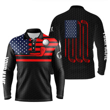 Load image into Gallery viewer, American flag patriotic Men golf polo shirts custom name black golf polo shirt mens, unique golf gifts NQS4765