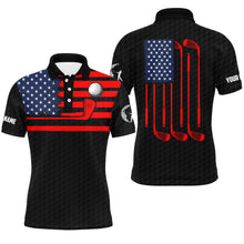 Load image into Gallery viewer, American flag patriotic Men golf polo shirts custom name black golf polo shirt mens, unique golf gifts NQS4765