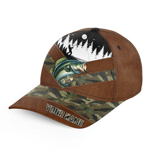 Largemouth bass fishing camo hats for men, women custom name baseball best fishing hat NQS7178