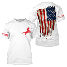 Load image into Gallery viewer, American flag patriotic horse riding Custom Name 3D All Over Printed Shirts Personalized horse shirt NQS3099