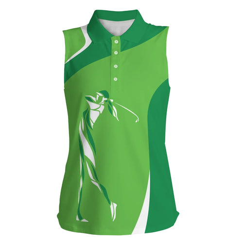 Womens sleeveless polo shirt ladies golf top for women, unique golf gifts | Green NQS5026