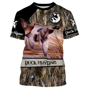 Duck Hunting Waterfowl Camo Customize Name 3D All Over Printed Shirts Personalized Hunting gift For Adult And Kid NQS885