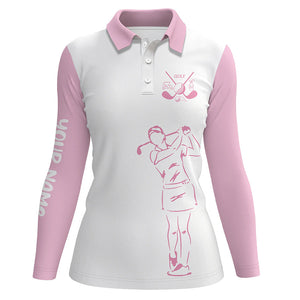 White Women golf polo shirt custom golf clubs ladies golf tops, gifts for golf lovers | Light pink NQS6443