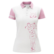 Load image into Gallery viewer, White Women golf polo shirt custom golf clubs ladies golf tops, gifts for golf lovers | Light pink NQS6443