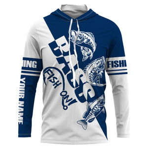 Largemouth Bass Fishing fish on blue and white Customized Name UV Protection UPF 30+ Shirts, Fishing Clothing NQS2401