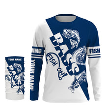 Load image into Gallery viewer, Largemouth Bass Fishing fish on blue and white Customized Name UV Protection UPF 30+ Shirts, Fishing Clothing NQS2401