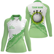 Load image into Gallery viewer, Green and white Womens golf polo shirts custom team golf jerseys, golf attire for ladies NQS6687