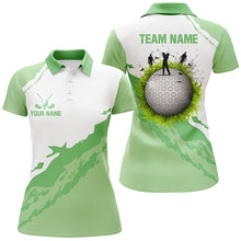 Load image into Gallery viewer, Green and white Womens golf polo shirts custom team golf jerseys, golf attire for ladies NQS6687