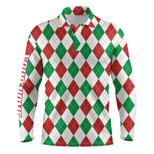 Load image into Gallery viewer, Personalized Christmas plaid Argyle Pattern Men golf polo shirts custom team golf polo shirts NQS4412