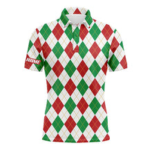 Load image into Gallery viewer, Personalized Christmas plaid Argyle Pattern Men golf polo shirts custom team golf polo shirts NQS4412