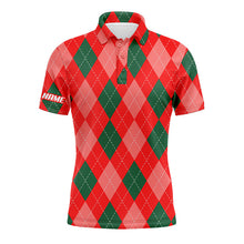 Load image into Gallery viewer, Christmas plaid Argyle red Pattern Men golf polo shirts custom name Christmas golf gifts for men NQS4413