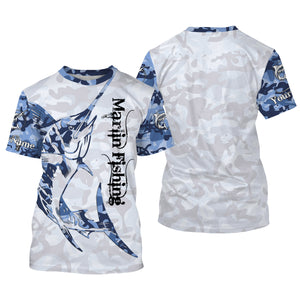 Marlin fishing Saltwater Fish blue camo UV protection customize name fishing apparel NQS1351