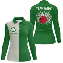 Load image into Gallery viewer, Green lucky clover retro womens bowling Polo Shirts custom St Patrick Day team bowling jerseys NQS7193