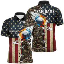 Load image into Gallery viewer, American flag camo Mens golf polo shirts custom fire water golf ball team golf shirts, golfing gifts NQS7344