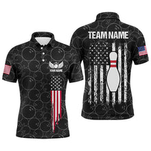 Load image into Gallery viewer, Black retro Mens Bowling Polo Shirts Custom vintage camo American flag team Ladies Bowlers Jerseys NQS6705