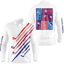 Load image into Gallery viewer, White Mens golf polo shirts custom vintage golf clubs golf tops for mens, golf gifts for men NQS6468