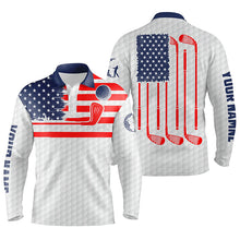 Load image into Gallery viewer, American flag patriotic Men golf polo shirts custom name white golf polo shirt mens, unique golf gifts NQS4429