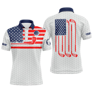 American flag patriotic Men golf polo shirts custom name white golf polo shirt mens, unique golf gifts NQS4429