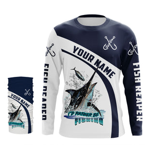 I'd rather be fishing Fish reaper Fish On Marlin Fishing UV protection Custom name fishing shirts NQS755