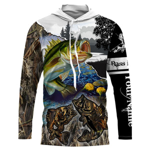 Largemouth Bass Fishing camo performance fishing shirts Custom name long sleeves fishing shirts for men NQS905