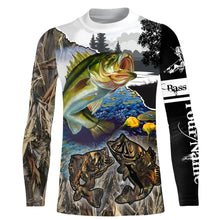 Load image into Gallery viewer, Largemouth Bass Fishing camo performance fishing shirts Custom name long sleeves fishing shirts for men NQS905