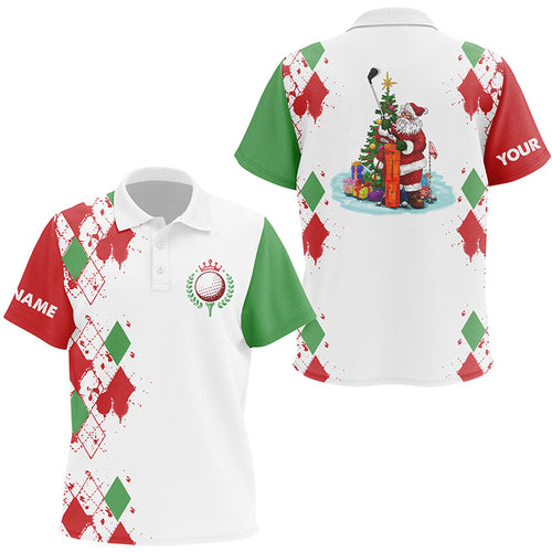 Christmas Kid golf polo shirts custom Christmas Santa Claus white golf shirt for Kid, team golf jersey NQS6914