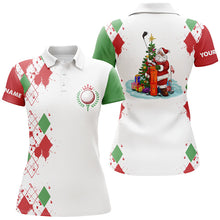 Load image into Gallery viewer, Womens golf polo shirt custom Christmas Santa Claus white golf shirt for ladies, team golf jerseys NQS6914