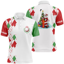 Load image into Gallery viewer, Christmas Mens golf polo shirt custom Christmas Santa Claus white golf shirt for men, team golf jersey NQS6914