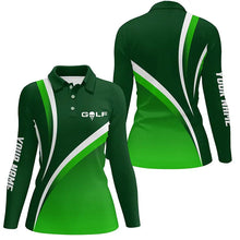 Load image into Gallery viewer, Women golf polo shirts custom name womens golf clothes, tournament golf tops for ladies | Green NQS6919