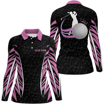 Load image into Gallery viewer, Womens golf polos shirts custom pink and black camo golf clubs golf tops for ladies NQS7208