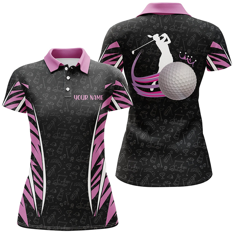 Womens golf polos shirts custom pink and black camo golf clubs golf tops for ladies NQS7208