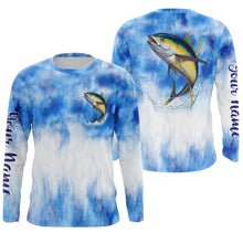 Load image into Gallery viewer, Tuna saltwater fishing blue sea camo Custom Name sun protection UPF long sleeves fishing shirts jersey NQS3535