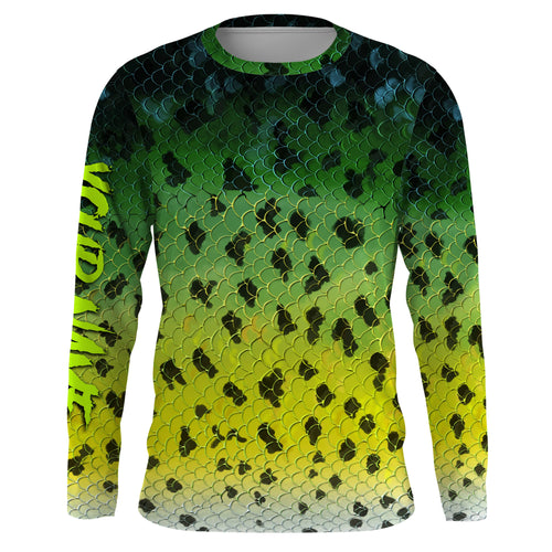Crappie fishing green scales long sleeves Fishing shirts UV protection customize name NQS2146