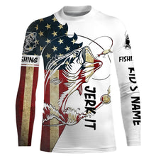 Load image into Gallery viewer, Largemouth bass Fishing American flag patriot Jerk it UV protection customize fishing apparel NQS1893