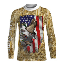 Load image into Gallery viewer, Duck hunting Camo American Flag patriotic Customize Name 3D All Over Printed Shirts NQS659