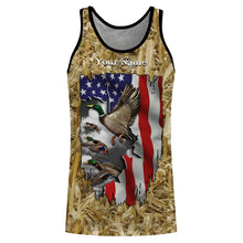 Load image into Gallery viewer, Duck hunting Camo American Flag patriotic Customize Name 3D All Over Printed Shirts NQS659