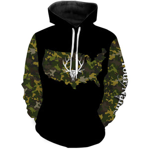 Deer hunting Camo Customize Name 3D All Over Printed Shirts Personalized Hunting gift For Adult And Kid NQS2317